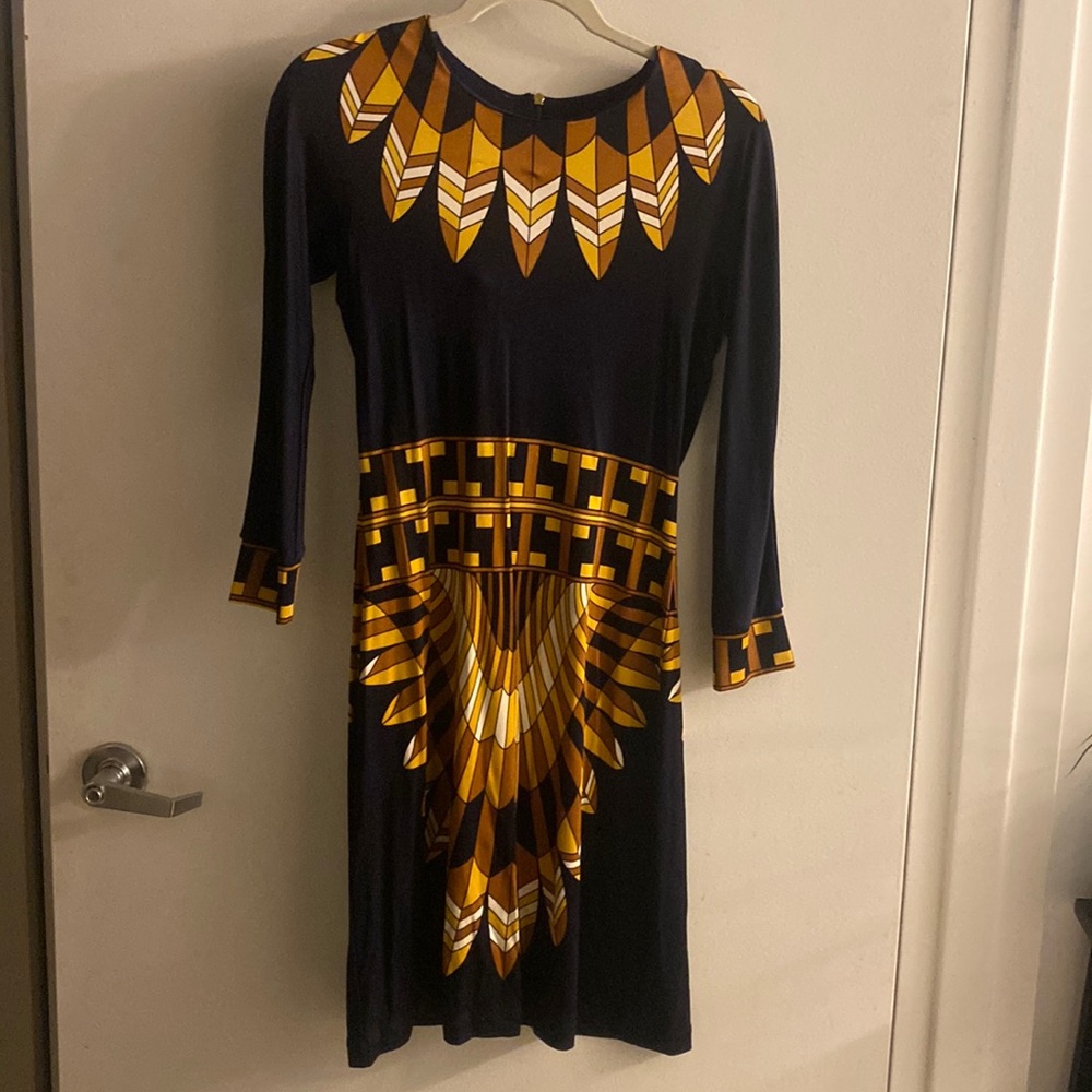 Tory Burch, silk, long sleeve, below the knee almost never worn fitted dress.
